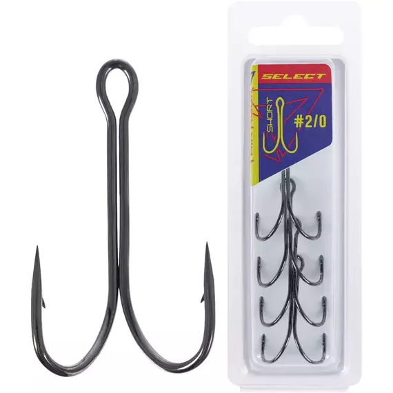 Двійник Select TWH-22S Twin Short #2/0 (4 шт / уп), Номер гачка, №: 2/0, Тип довжини: Short/Короткий, фото 